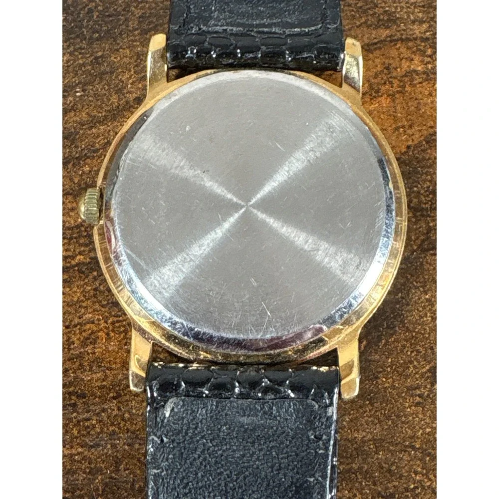 Vintage Iridium Satellite Promotional Watch Black Gold Tone Leather Strap Roman